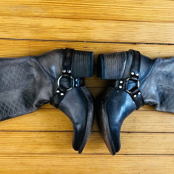 Freebird Shawna Gray Taupe Harness Western Moto Boots 9 - Picture 2 of 9